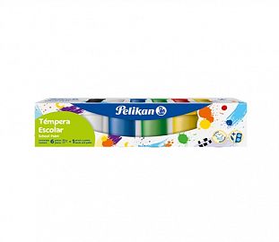 TEMPERA PELIKAN POTE 20ML X6 +PINCEL + MEZCLADOR